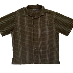 Vintage Montage Collection brown white grid button up short sleeve shirt Large